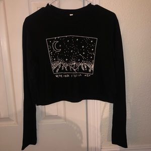 Black Long Sleeve Crop Top